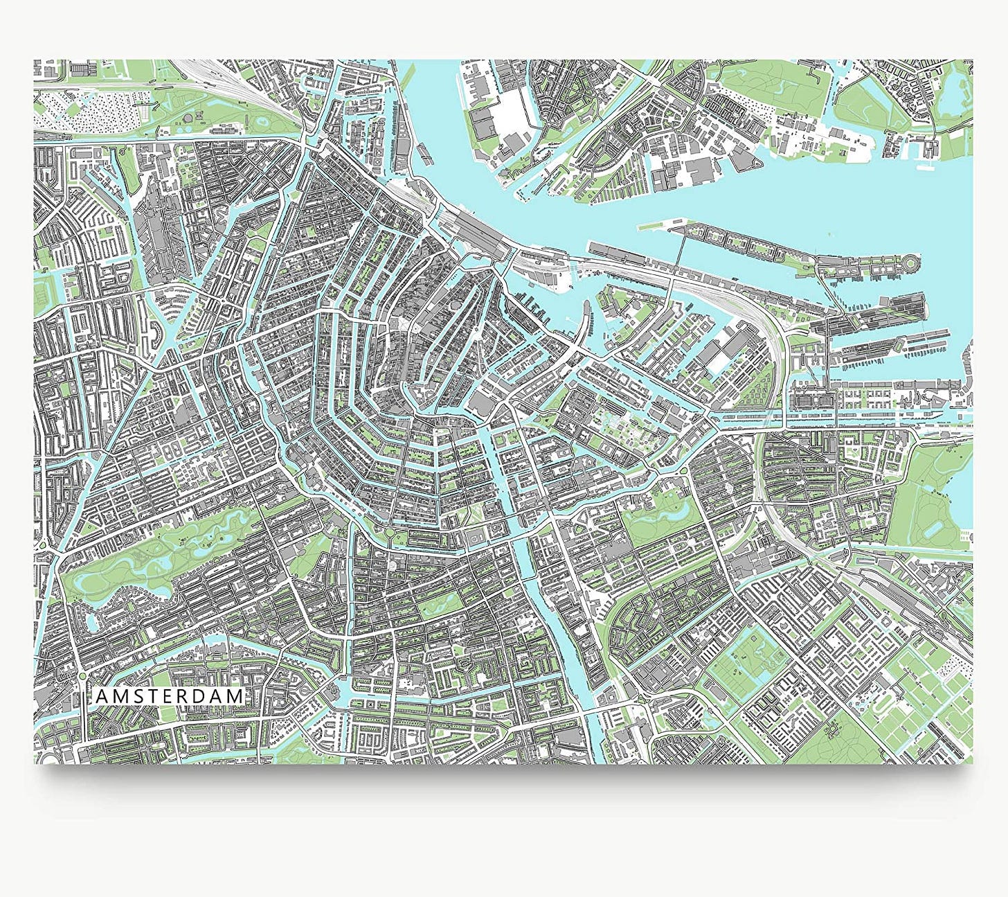 Amazon.com: Amsterdam Map Wall Art Print 8x10, Amsterdam Poster 24x36,  Amsterdam City Map Netherlands, Holland with Buildings by Maps As Art :  Handmade Products