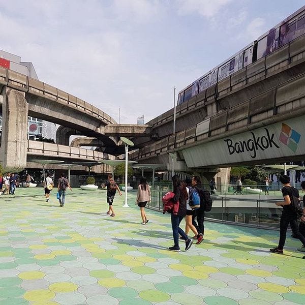 The new pedestrian-friendly walkway between Siam and National Stadium in Bangkok.