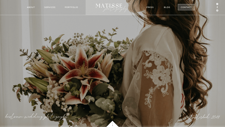 Matisse by Palme Design Co website template for photographers