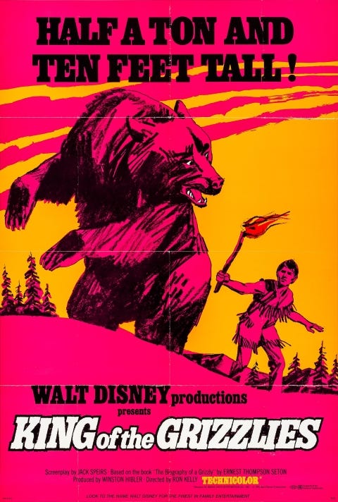 Original theatrical release poster for Walt Disney's King Of The Grizzlies