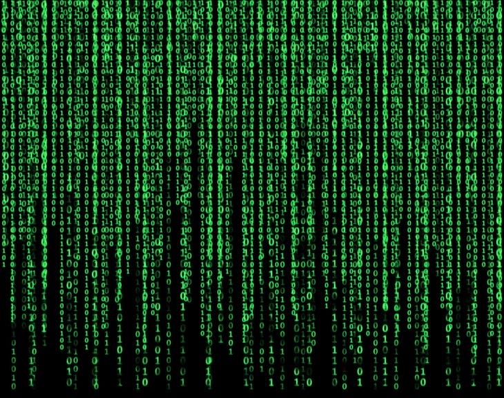 Matrix binary code with black background