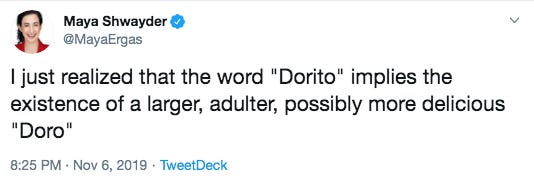 Screenshot of a funny tweet about Doritos.