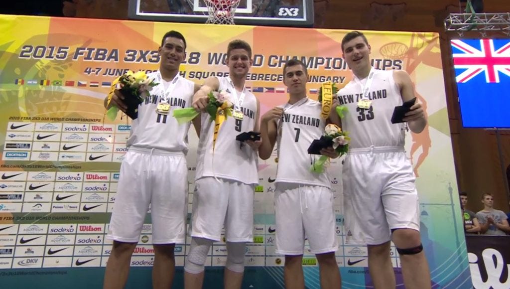 New Zealand's gold medal winning squad (from left to right: Tai Wynyard, Matthew Freeman, Nikau McCullough and Sam Timmins)