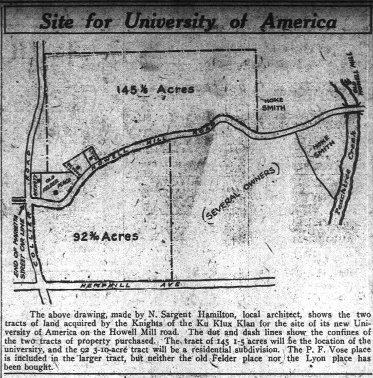The proposed site of The University of America.(North is at the right.)
