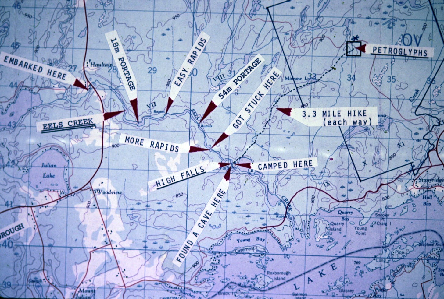 Annotated map, Eel's Creek