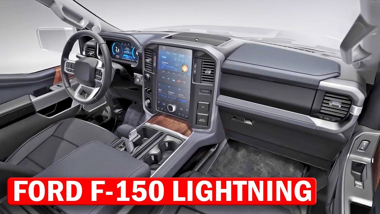 2022 FORD F-150 LIGHTNING electric truck - interior, charging, features -  YouTube
