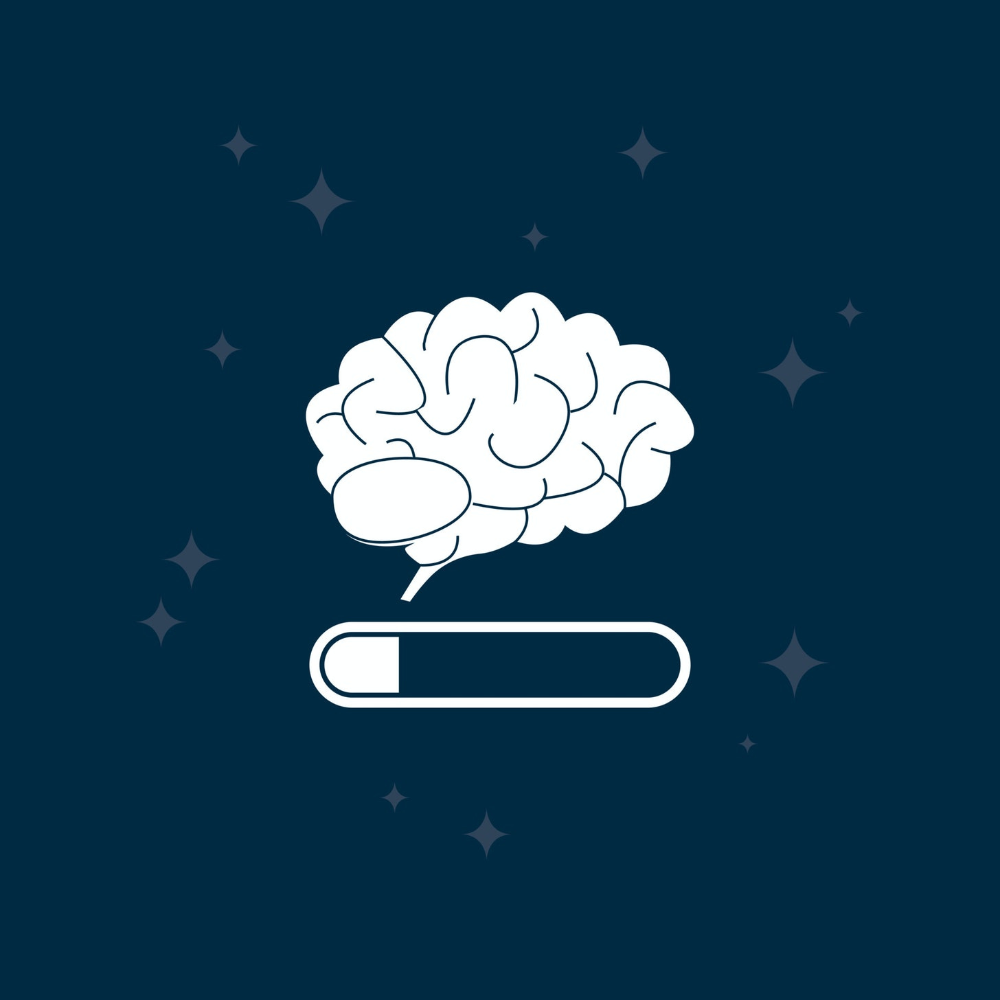 White tired brain on night blue background. Fatigue of brain concept. Low  mind activity. Mental loading. Vector 4869968 Vector Art at Vecteezy