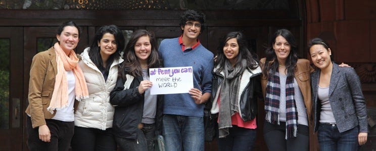 A group of international students at Penn -- from those smiles, it looks like they settled in quickly!