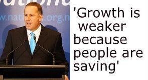 john key - growth is weaker because people are saving