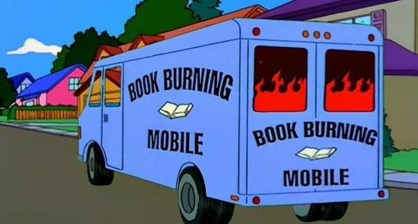 r/TheSimpsons - Simpson Throw Own Show in Book Burning Mobile: Season 3 Episode 1 to be taken out of syndication, streaming and DVDs.
