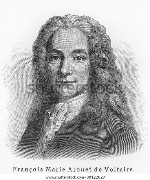 François Marie Voltaire - Photo du livre de Meyers Lexicon écrit en allemand. Collection de 21 volumes publiés entre 1905 et 1909.