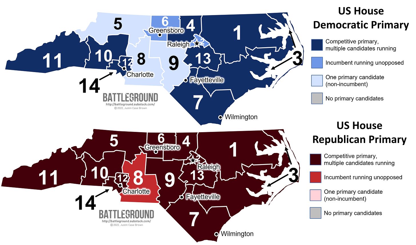 North Carolina's US House Primary Map 2022