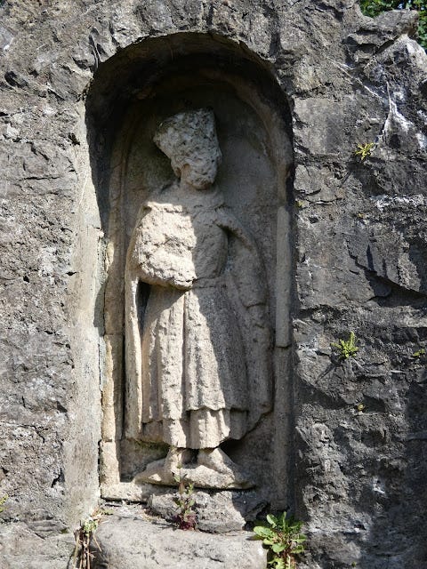 St. Colmcille's Well, Calliaghstown, Co. Meath, View of the carved figure 1.