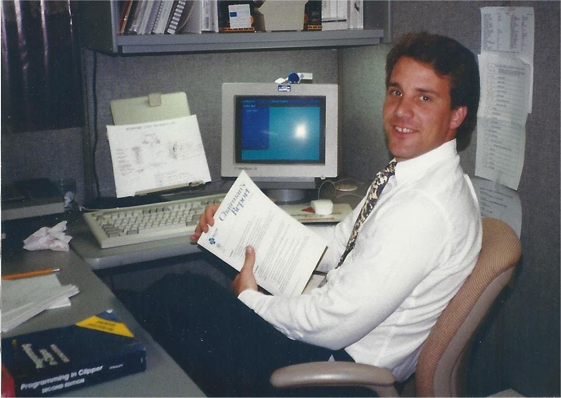Image of me at my desk at Blue Cross of California