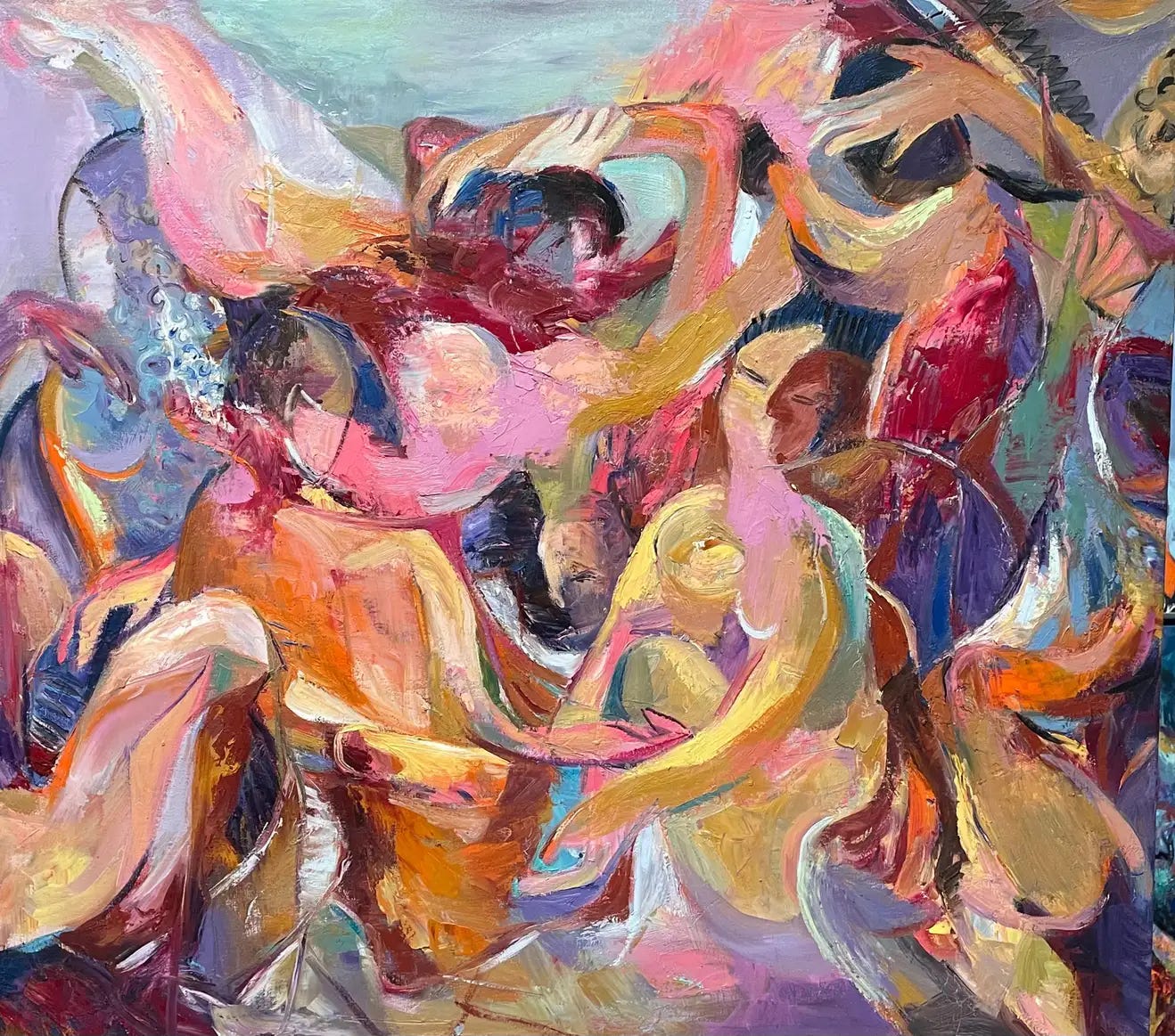 abstract painting of swirling figures
