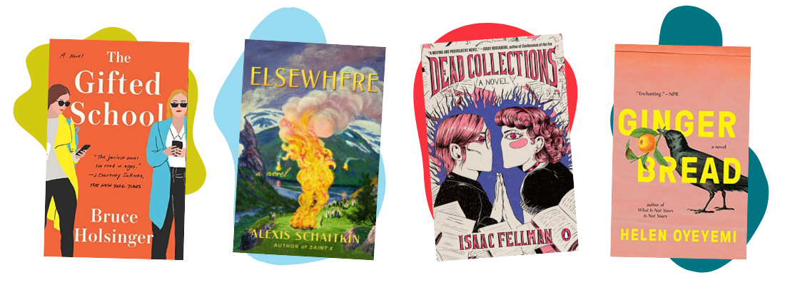 Book covers for The Gifted School, Elsewhere, Dead Collections, and Gingerbread