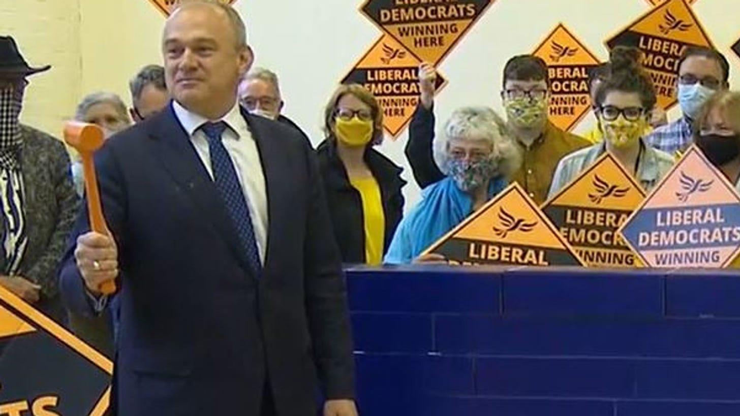 Sir Ed Davey takes a hammer to &#39;Tory blue wall&#39; after by-election win |  Politics News | Sky News