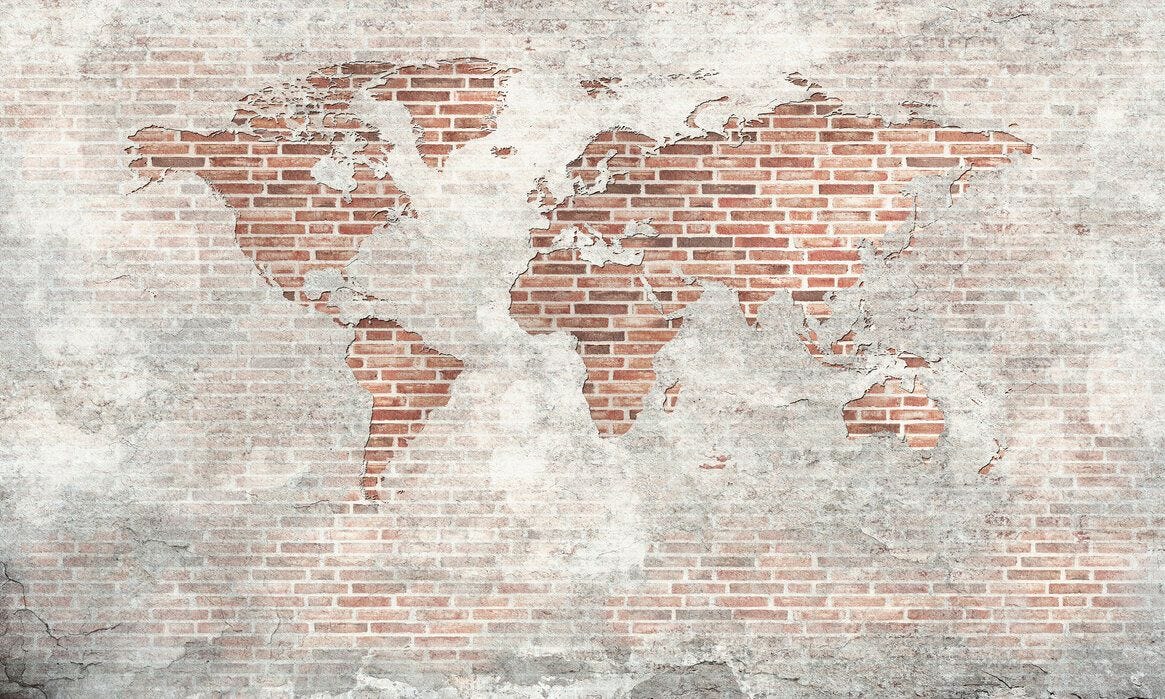 Brick Wall World Map – wall murals online – Photowall