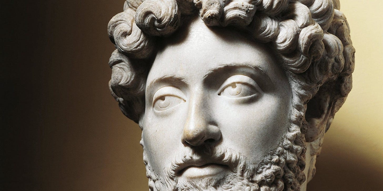 image of a bust of Marcus Aurelius for article by Larry G. Maguire