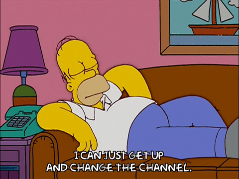 Homer Simpson on the couch: "I can just get up and change the channel."