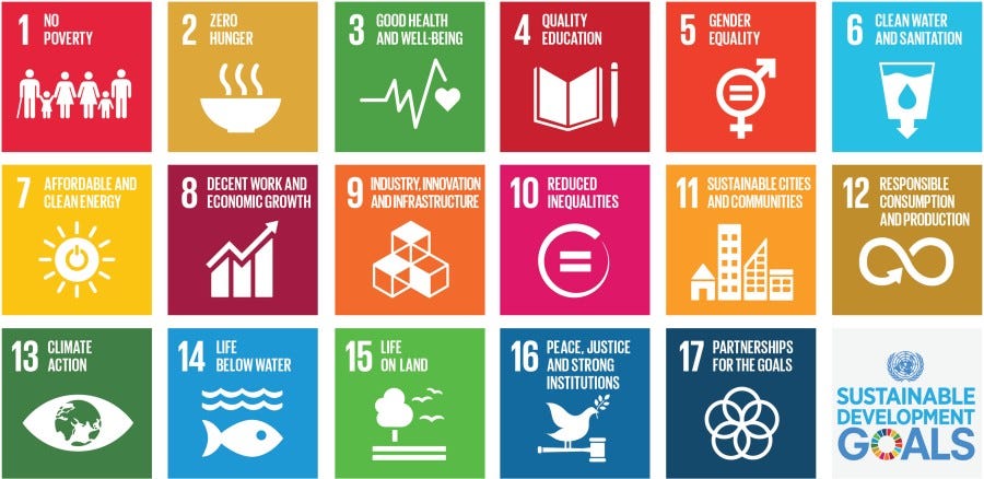 The 17 UN Sustainable Development Goals and their level of awareness