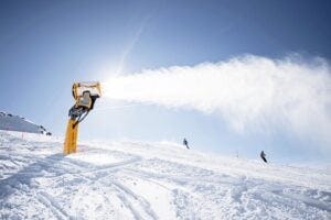 Technical snowmaking on the Gemsstock, Switzerland.