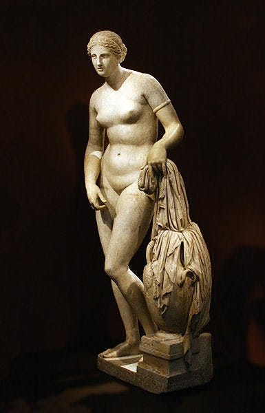 Praxiteles, original lost, The Colonna Venus, Roman marble copy, 138 - 161 AD, Vatican Museums, Rome.