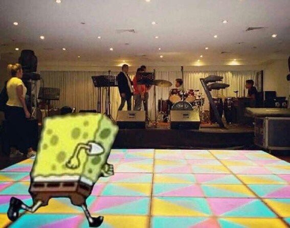 reaction pics 💯 &amp; more! on Twitter: &quot;Spongebob running to the dance floor…  &quot;