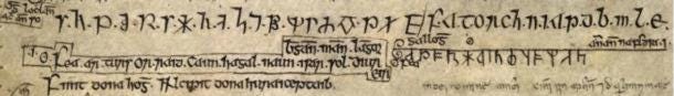 Description of the Younger Futhark as "Viking Ogham" in the Book of Ballymote (AD 1390). 