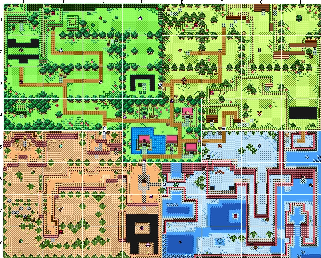 A screenshot of Bomberman Quest's overworld map, which at first glance could very easily be mistaken for a Zelda map