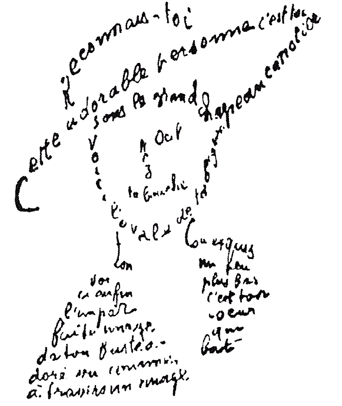 Caligrama de Guillaume Apollinaire, 1915.