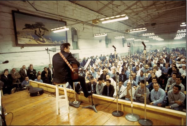 Johnny Cash at Folsom Prison in January 1968.