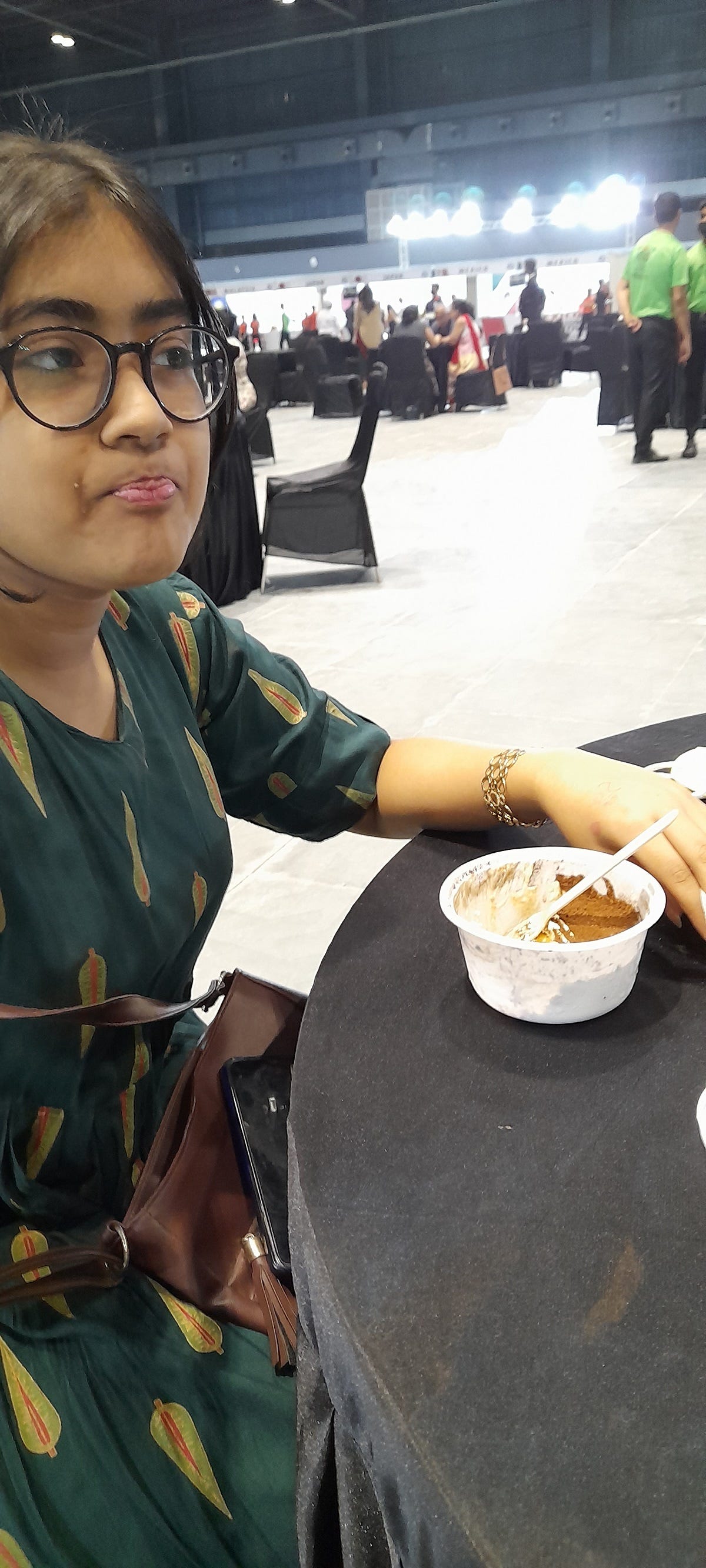 Daughter eating tiramisu