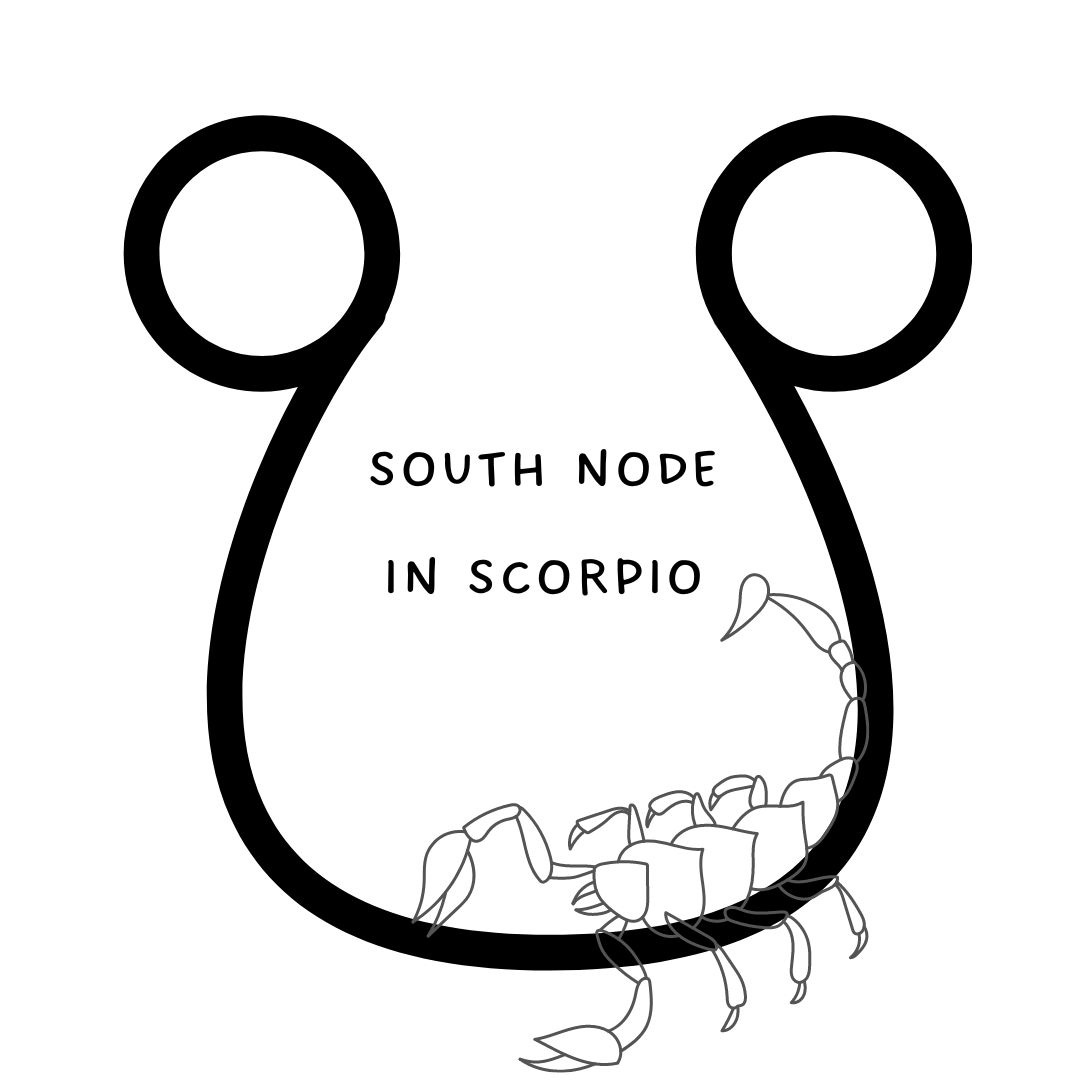Glyph of South Node with Scorpion graphic