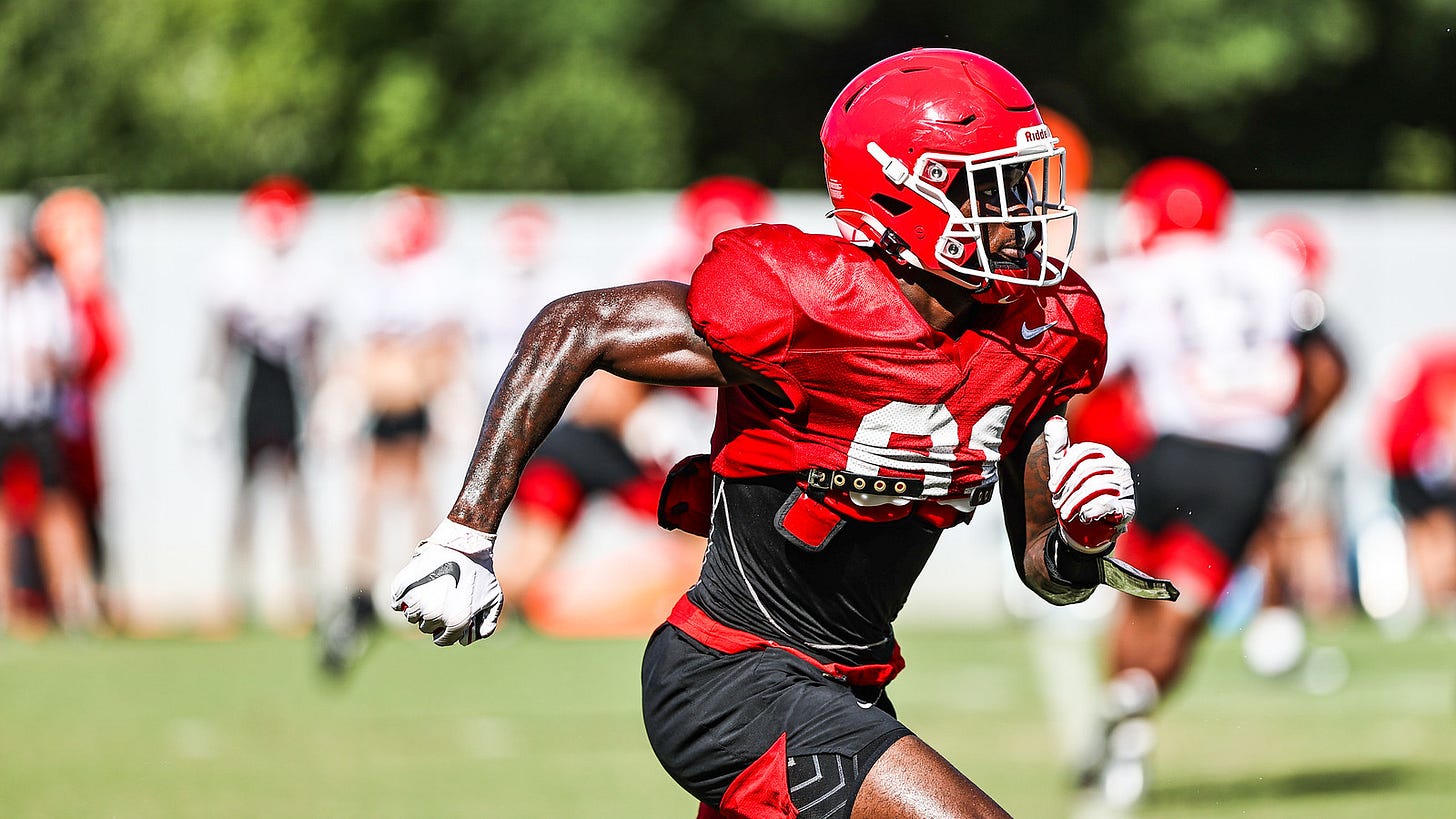 Georgia wide receiver Marcus Rosemy-Jacksaint (81) during the Bulldogs’ practice session in Athens, Ga., on Wednesday, Sept. 1, 2021. (Photo by Tony Walsh) Georgia wide receiver Marcus Rosemy-Jacksaint (81) during the Bulldogs’ practice session in Athens, Ga., on Wednesday, Sept. 1, 2021. (Photo by Tony Walsh)