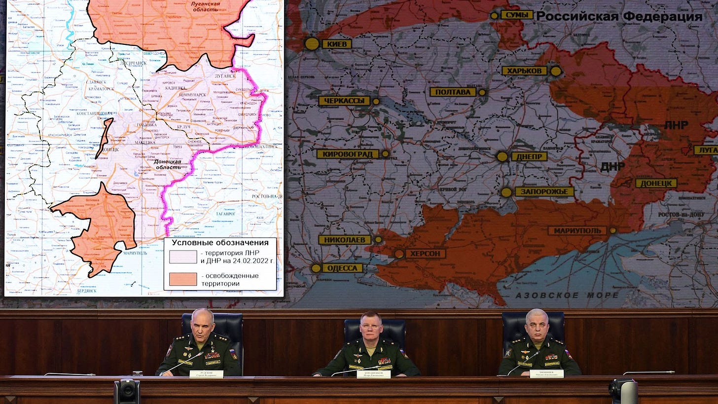 Russian military officials deliver a briefing