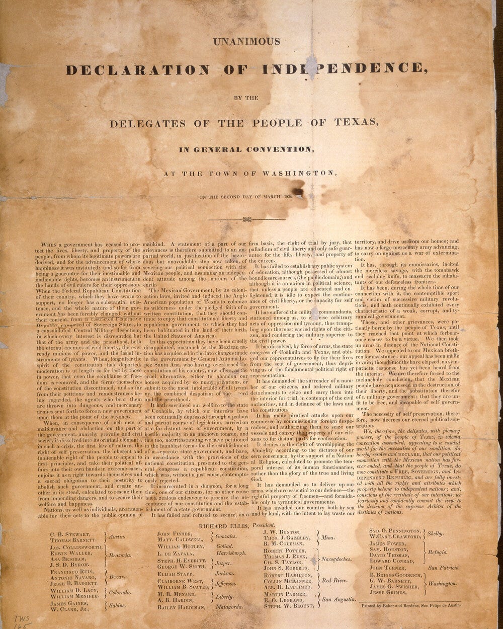 Texas Declaration of Independence, March 2, 1836