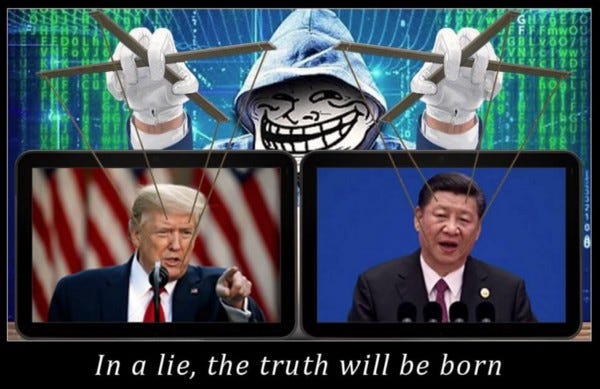 Deepfake Meme with Donald Trump, USA and Xi Jinping, China.