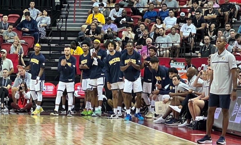 The Pacers’ bench was up and active during their first summer league game.