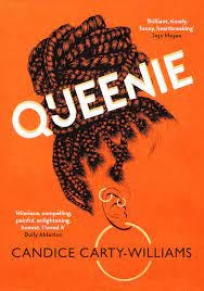 Pictured is an orange cover, and the side view of a woman’s head with no visible facial features. She has box braids piled atop her head in a bun, and piercings on her ear, with one large hoop.