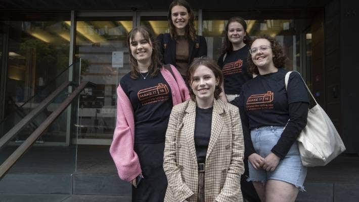 Make It 16 campaigners, from left, Anika Green, Ella Flavell, Caeden Tipler, Caitlin Taylor and Lily Lewis.