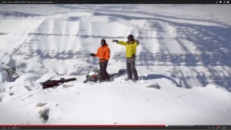 Jones and Iguchi celebrating atop the Grand Teton.  Where did their guides go?