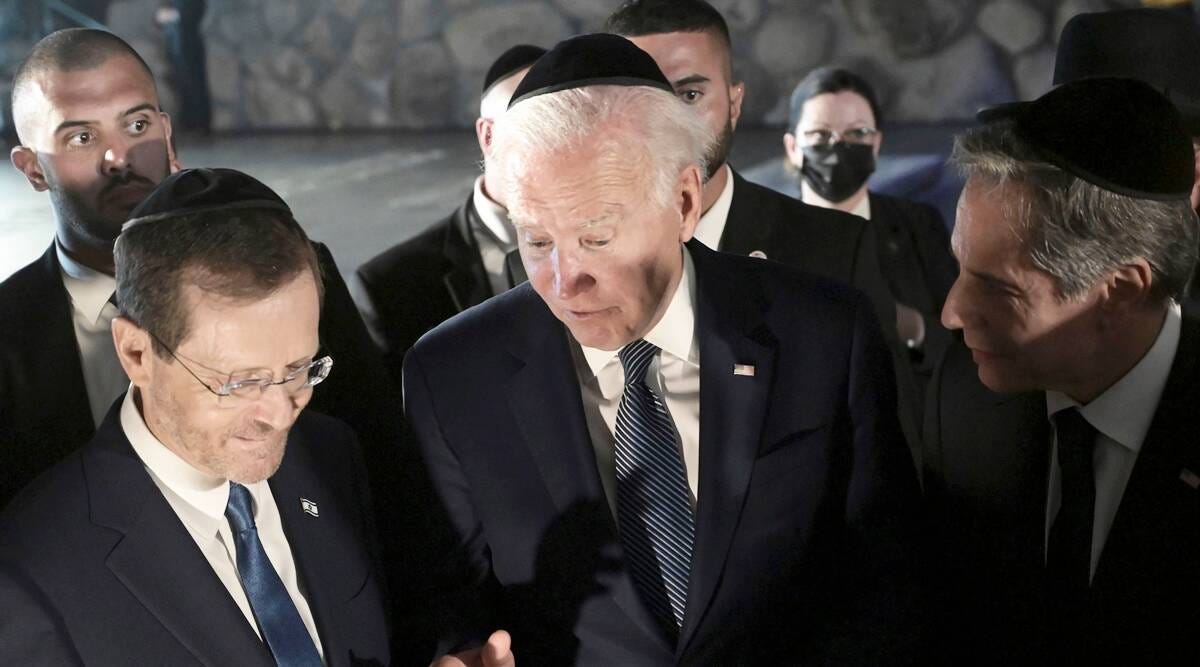 Joe Biden greeted as old friend in Israel at start of Middle East tour |  World News,The Indian Express