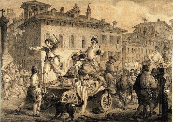 Accusing the anointers in the great plague of Milan in 1630; a scene from Manzoni’s ‘I promessi sposi’. Lithograph by G. Gallina after A. Manzoni.
By: Alessandro Manzoniafter
