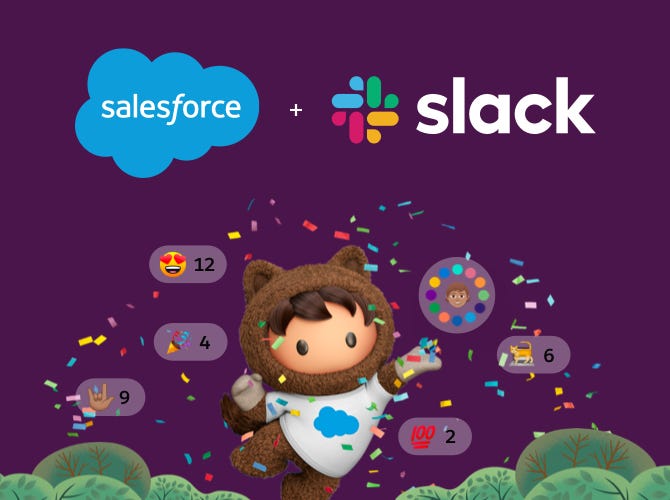 Slack and Salesforce logos against an aubergine background