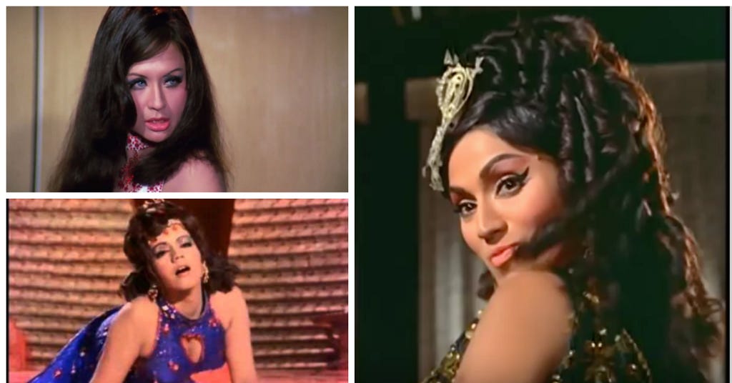 Three Bollywood vamps in iconic roles: Helen, Bindu, and Jayshree T.