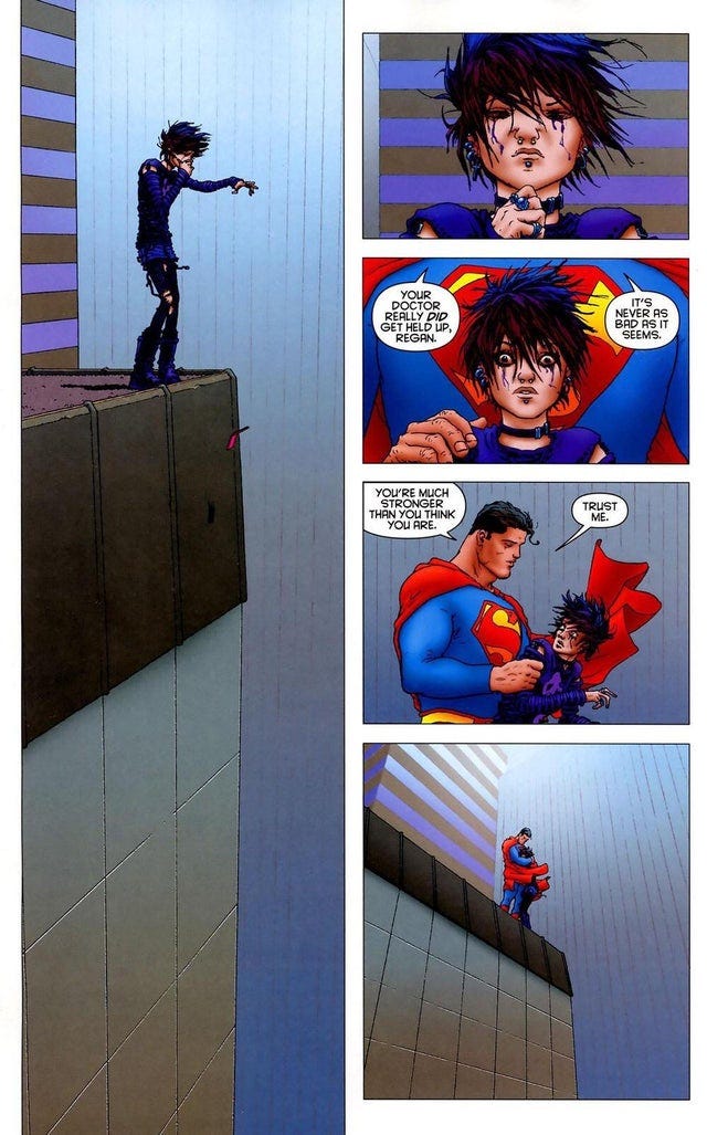 r/DCcomics - YOUR DOCTOR REALLY DID GET HELD UP, REGAN. IT'S NEVER AS BAD AS SIT SEEMS. YOU'RE MUCH STRONGER THAN YOu THINK YOU ARE. TRUST ME