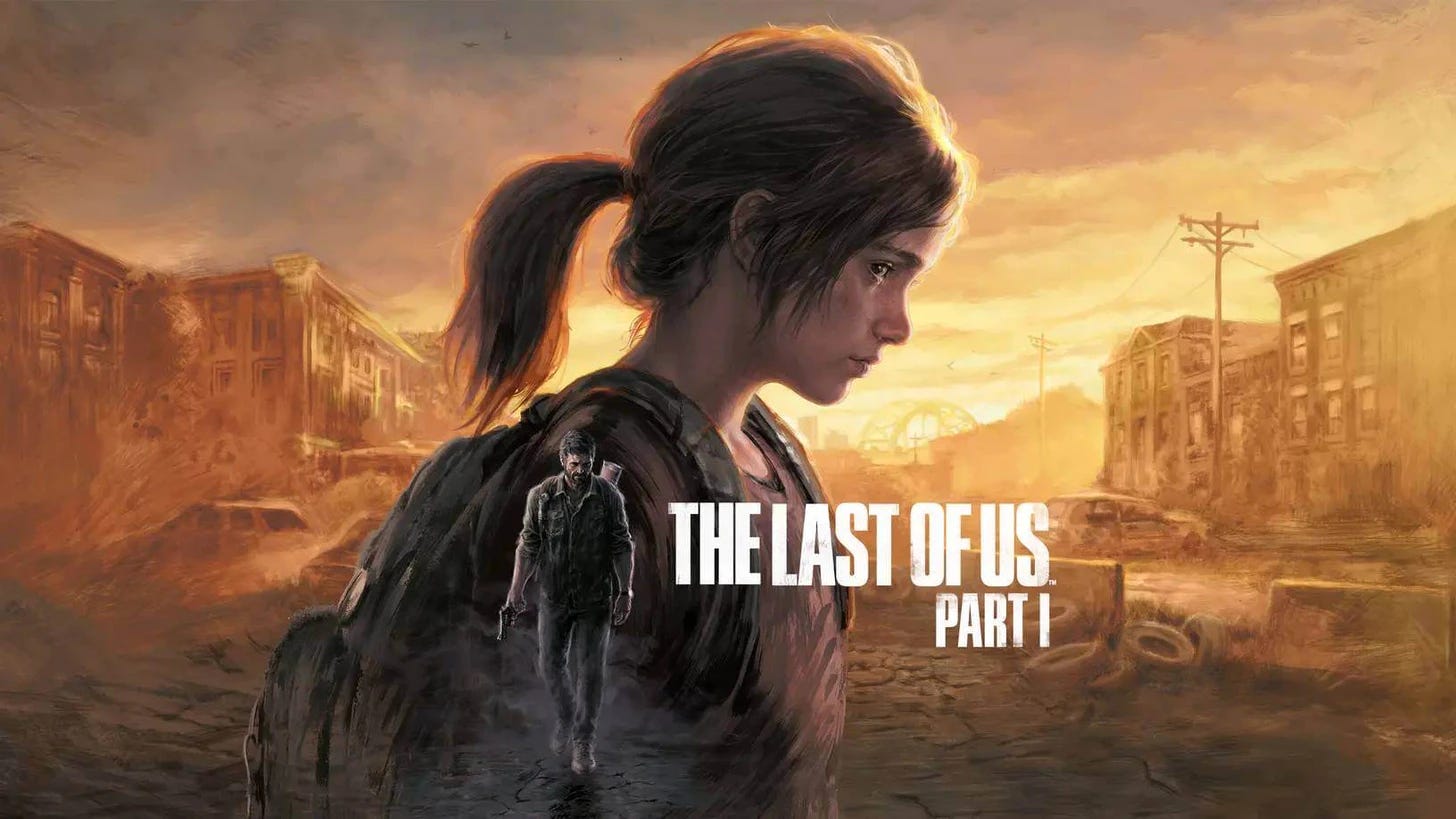 Ellie and Joel on The Last of Us Part 1 hero art