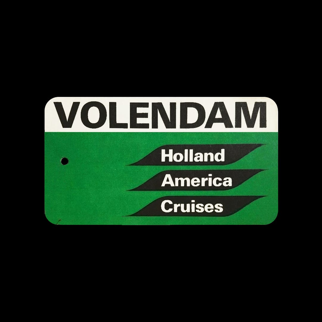 Luggage tag and logo for Holland America Line by Will Van Sambeek