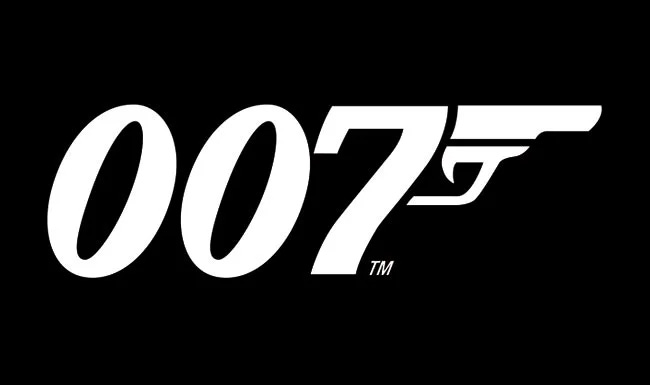 This image shows EON Productions' official "007" logo, which appears in white over a black background.